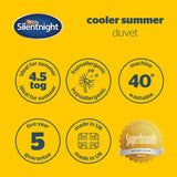 Silentnight Cooler Summer Double Duvet 4.5 Tog – Lightweight Hypoallergenic and Machine Washable Summer Duvet Quilt – Double, White Silentnight