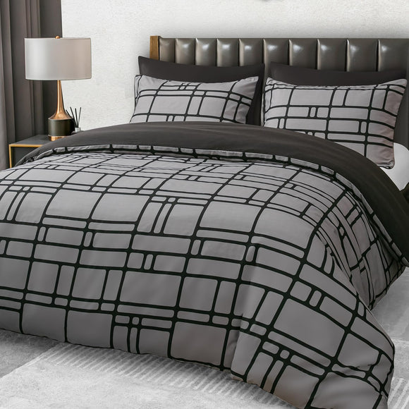 Pamposh Duvet Cover Set Double Brushed Microfibre Bedding Set 3 pcs With Zipper Closure, Non Iron Luxury Microfibre (Gray, King (220 x 230 cm)) Pamposh