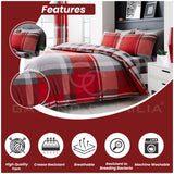 GC GAVENO CAVAILIA Checkered Duvet Cover + Pillow Cases | Poycotton King Size Bedding (230x220 cm) | Soft Bed Covers Red GC GAVENO CAVAILIA