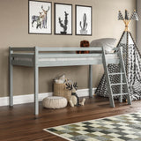 Vida Designs Sydney High Sleeper Cabin Bunk Bed With Ladder, Solid Pine Wood Frame, Kids Children, Single 3 Foot, Grey Vida Designs