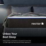 Nectar King Mattress 25 cm - Medium-Firm Memory Foam - Quilted Cooling Cover - 365 Night Trial - Forever Warranty, White Nectar