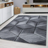 viceroy bedding Rug CUBIC Modern Design Black Grey Charcoal Rugs Living Room Extra Large Size Soft Touch Short Pile Style Carpet Area Rugs Non Shedding (120cm x 170cm (4ft x 6ft)) viceroy bedding