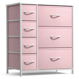 Sorbus Dresser with 7 Drawers - Furniture Storage Chest for Kidââ‚¬â„¢s, Teens, Bedroom, Nursery, Playroom, Clothes, Toys - Steel Frame, Wood Top, Tie-dye Fabric Bins (7-Drawer, Pastel Pink) Sorbus