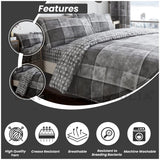 GC GAVENO CAVAILIA Checkered Duvet Cover King Size (230cm x 220cm) | Polycotton Bedding Sets King Size | Washable Linen | Grey GC GAVENO CAVAILIA