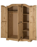 Corona 3 Door Arch Top Wardrobe Solid Pine Storage Bedroom Furniture Corona Furniture