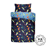 Bedlam - Supersonic - Glow In The Dark Duvet Cover Set, Blue Bedding, Single Bed Size Bedlam