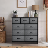 Sorbus Dresser with 9 Drawers - Furniture Storage Chest Tower Unit for Bedroom, Hallway, Closet, Office Organization - Steel Frame, Wood Top, Easy Pull Fabric Bins (9 Drawers, Black) Sorbus