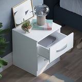 Movian Amazon Brand High Gloss Bedside Cabinet White, 2 Drawer With Metal Handles and Runners, Unique Anti-Bowing Drawer Support, Bedroom Furniture Movian