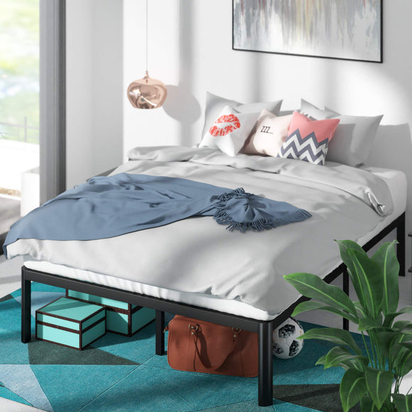 Zinus Van Single Bed frame - Bed 90x190 cm - 41 cm Height with Underbed Storage - Metal Platform Bed frame - Black ZINUS