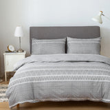 Lekesky Duvet Cover Double Size, Comforter Covers with Chic Triangle Pattern, Ultra Soft 100% Washed Microfiber Breathable Bedding Set (1 Comforter Cover 200x200cm +2 Pillow Cases), Grey Lekesky