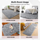 Aspire Homeware Rugs Living Room - Grey Area Rugs for Bedroom Anti Slip - Modern Super Soft Fluffy Shaggy Runner Rug Thick Pile Non Shedding, 60cm x 110 cm Aspire Homeware