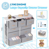LYNCOHOME Chest of Drawer Bedroom, 9 Drawers Dresser with Deep and Large Drawers, Fabric Storage Drawers Easy to Assemble, for Bedroom, Kids room, Living room, Closet LYNCOHOME