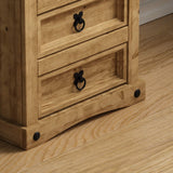 Vida Designs 3 Drawer Bedside Chest Distressed Waxed Rectangular Nightstand Table, Solid Pine Wood, 35 cm D x 48 cm W x 60 cm H Vida Designs