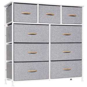 LYNCOHOME Chest of Drawer Bedroom, 9 Drawers Dresser with Deep and Large Drawers, Fabric Storage Drawers Easy to Assemble, for Bedroom, Kids room, Living room, Closet LYNCOHOME
