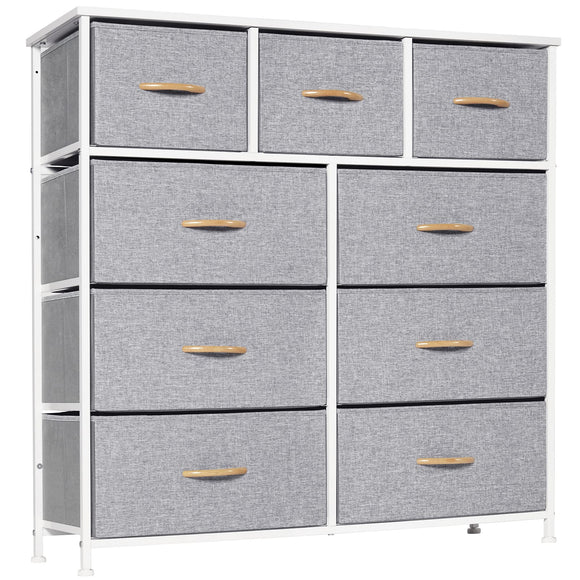 LYNCOHOME Chest of Drawer Bedroom, 9 Drawers Dresser with Deep and Large Drawers, Fabric Storage Drawers Easy to Assemble, for Bedroom, Kids room, Living room, Closet LYNCOHOME
