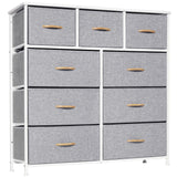 LYNCOHOME Chest of Drawer Bedroom, 9 Drawers Dresser with Deep and Large Drawers, Fabric Storage Drawers Easy to Assemble, for Bedroom, Kids room, Living room, Closet LYNCOHOME