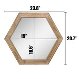 Stonebriar Decorative 24" Hexagon Hanging Wall Mirror with Natural Wood Frame and Attached Hanging Bracket Stonebriar