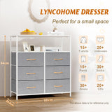 LYNCOHOME Chest of Drawer with Shelf, Fabric Storage Drawers Easy to Assemble, 6 Drawers Dresser with Sturdy Steel Frame and Wood Top, for Bedroom, Living room, Closet. LYNCOHOME