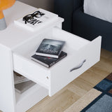 Vida Designs Large White Bedside Cabinet, 1 Drawer, Bedside Table, Metal Handles & Runners Vida Designs