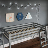 Vida Designs Sydney High Sleeper Cabin Bunk Bed With Ladder, Solid Pine Wood Frame, Kids Children, Single 3 Foot, Grey Vida Designs