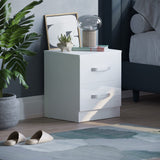 Movian Amazon Brand High Gloss Bedside Cabinet White, 2 Drawer With Metal Handles and Runners, Unique Anti-Bowing Drawer Support, Bedroom Furniture Movian