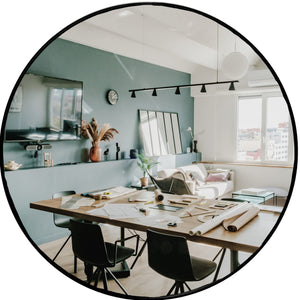 HBCY Creations Round Wall Mirror - 24" / 61cm, Black Frame - Silver Backed Mirror with Metal Frame - Shatter Resistant, Safe Hanging - Minimalist Design for Entryway, Bathroom, Living Room & More HBCY Creations