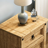 Vida Designs 3 Drawer Bedside Chest Distressed Waxed Rectangular Nightstand Table, Solid Pine Wood, 35 cm D x 48 cm W x 60 cm H Vida Designs