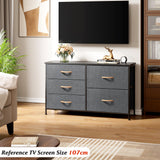 Nicehill Dresser for Bedroom with 5 Drawers, Storage Organizer, Wide Chest of Drawers for Closet, Clothes, Kids, Baby, TV Stand, Wood Board, Fabric Drawers(Black Grey) Nicehill