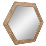 Stonebriar Decorative 24" Hexagon Hanging Wall Mirror with Natural Wood Frame and Attached Hanging Bracket Stonebriar