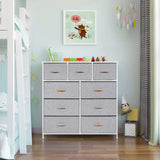 LYNCOHOME Chest of Drawer Bedroom, 9 Drawers Dresser with Deep and Large Drawers, Fabric Storage Drawers Easy to Assemble, for Bedroom, Kids room, Living room, Closet LYNCOHOME