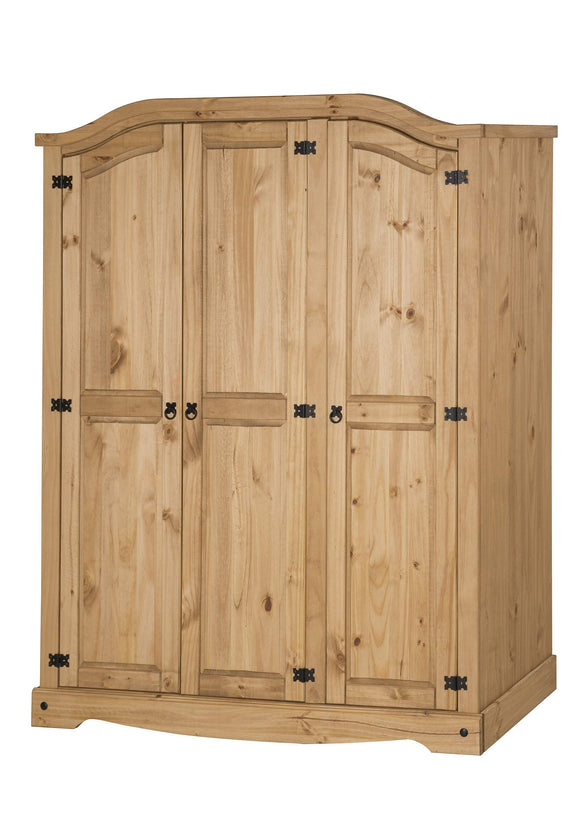 Corona 3 Door Arch Top Wardrobe Solid Pine Storage Bedroom Furniture Corona Furniture