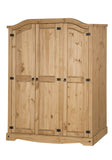 Corona 3 Door Arch Top Wardrobe Solid Pine Storage Bedroom Furniture Corona Furniture