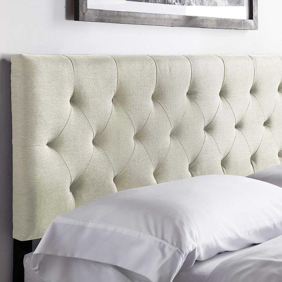 LUCID Mid-Rise Upholstered Headboard – Double Bed Headboard – Adjustable Height from 85 to 115 cm, Diamond-Tufting, Pearl / White LUCID