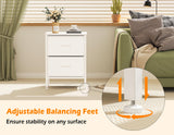 HOMIDEC Bedside Table, Bedroom Bedside Cabinet, Storage Nightstand Side Table with Metal Frame and 2 Large Capacity Fabric Drawers for Bedroom, Living Room, White HOMIDEC