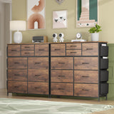 Lulive Dresser for Bedroom with 10 Drawers, Chest of Drawers with Side Pockets and Hooks, Fabric Storage Organizer Unit for Living Room, Hallway, Closet (Rustic Brown) Lulive