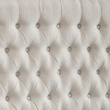 24KF Linen Upholstered Tufted Button King Headboard and Comfortable Fashional Padded King/California King Size headboard - Ivory 24KF