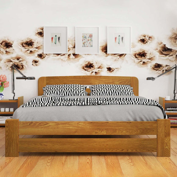 Nodax Super King Bed Frame – Solid Pine Wooden Bed Frames for Adults, F1 Easy Assemble Bed with Sturdy Slats & Extra Four Supportive Legs, Comfortable Bedroom Furniture | 6ft (180 x 200 cm, Oak) Nodax