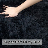 CHOSHOME Black Rugs for Living Room Super Soft Anti Slip Rug Bedroom Rugs Large Rugs Fluffy Rugs Velvet Shag Carpet Modern Indoor Large Fluffy Area Rugs Shaggy Rugs (Black, 120x180cm) CHOSHOME