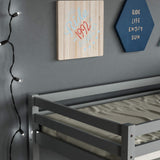 Vida Designs Sydney High Sleeper Cabin Bunk Bed With Ladder, Solid Pine Wood Frame, Kids Children, Single 3 Foot, Grey Vida Designs