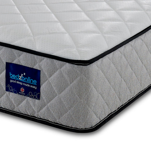 BEDZONLINE Hybrid Memory Foam & Spring Mattress - 4ft6 Double | 20cm Thick Hydro Memory Foam & Spring Coil Mattress | Body Support, Spinal Alignment & Pressure Relief | UK Made & Hypoallergenic BEDZONLINE