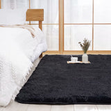 CHOSHOME Black Rugs for Living Room Super Soft Anti Slip Rug Bedroom Rugs Large Rugs Fluffy Rugs Velvet Shag Carpet Modern Indoor Large Fluffy Area Rugs Shaggy Rugs (Black, 120x180cm) CHOSHOME