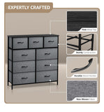 Sorbus Dresser with 9 Drawers - Furniture Storage Chest Tower Unit for Bedroom, Hallway, Closet, Office Organization - Steel Frame, Wood Top, Easy Pull Fabric Bins (9 Drawers, Black) Sorbus