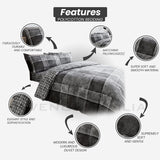 GC GAVENO CAVAILIA Checkered Duvet Cover King Size (230cm x 220cm) | Polycotton Bedding Sets King Size | Washable Linen | Grey GC GAVENO CAVAILIA