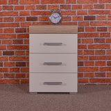 DRP Trading White & Sonoma Oak 3 Piece Bedroom Furniture Set, 3 Drawer Chest, 4+4 Drawer Chest, 2 Door Wardrobe, Complete Bedroom Set, Ideal for Bedroom Organisation, Room Storage, Elegant Decor… DRP Trading