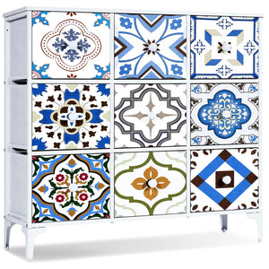 LYNCOHOME Chest of Drawers, Fabric Storage Unit with Deep and Large Drawers, 9 Drawers Wide Dresser with Metal Frame and Wooden Top for Bedroom, Living room, Kid's room, Closet, Entryway. LYNCOHOME