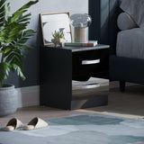 Amazon Brand - Movian Square High Gloss 2 Drawer nightstand Cabinet, 47 x 40 x 36 cm, Black Movian