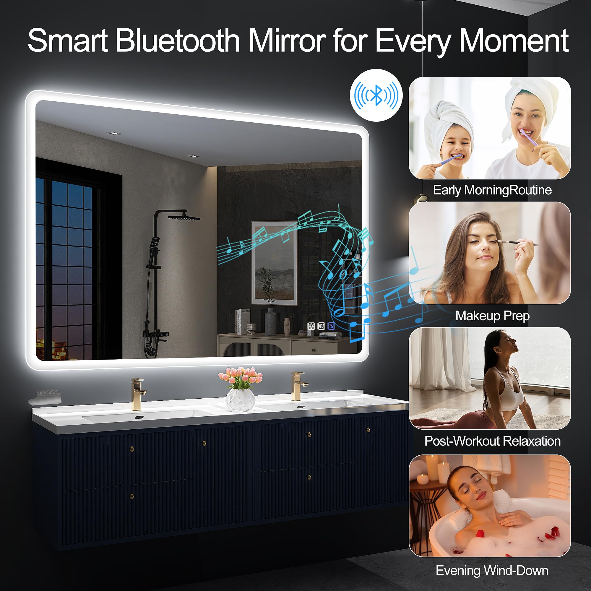 S bagno 100 x 70cm Led Lights Wall Mounted Bluetooth Illuminated Bathr We Love Our Beds