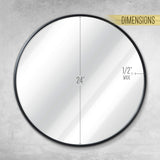 HBCY Creations Round Wall Mirror - 24" / 61cm, Black Frame - Silver Backed Mirror with Metal Frame - Shatter Resistant, Safe Hanging - Minimalist Design for Entryway, Bathroom, Living Room & More HBCY Creations