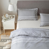 Lekesky Duvet Cover Double Size, Comforter Covers with Chic Triangle Pattern, Ultra Soft 100% Washed Microfiber Breathable Bedding Set (1 Comforter Cover 200x200cm +2 Pillow Cases), Grey Lekesky