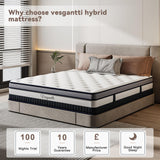 Vesgantti 5FT King Size Mattress, 11 Inch Pocket Sprung Mattress King Size with Breathable Foam and Individually Pocket Spring - Medium, Luxury Box Top Collection Vesgantti
